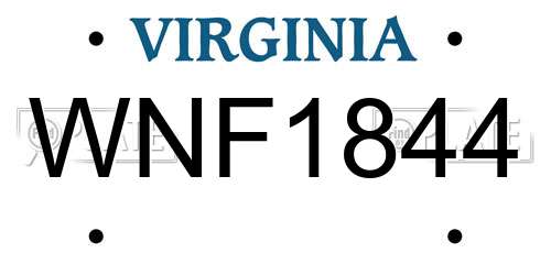 WNF1844 Virginia License Plate