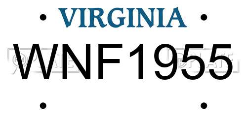 WNF1955 Virginia License Plate