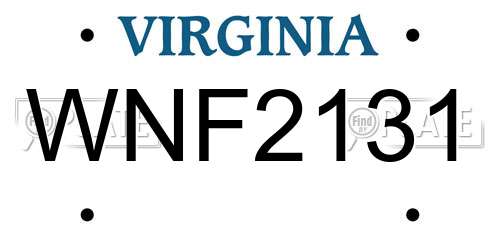 WNF2131 Virginia License Plate