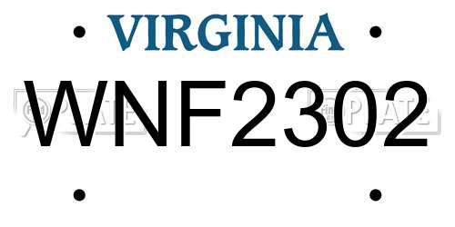 WNF2302 Virginia License Plate