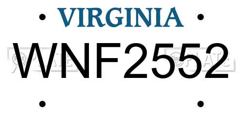 WNF2552 Virginia License Plate