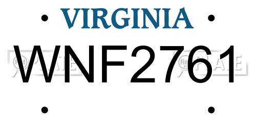 WNF2761 Virginia License Plate