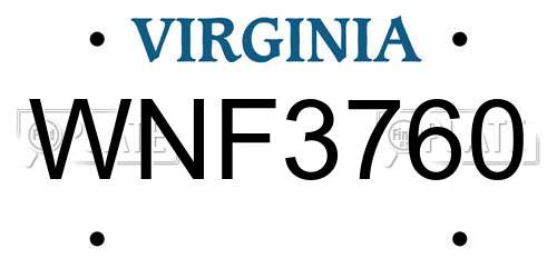 WNF3760 Virginia License Plate