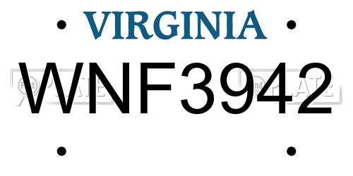 WNF3942 Virginia License Plate