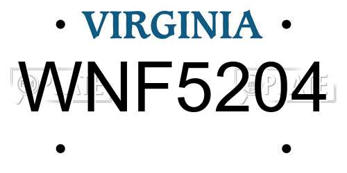 WNF5204 Virginia License Plate