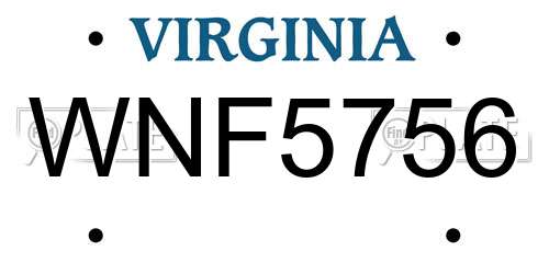 WNF5756 Virginia License Plate