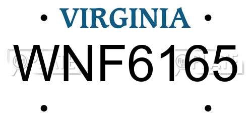 WNF6165 Virginia License Plate