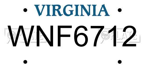 WNF6712 Virginia License Plate