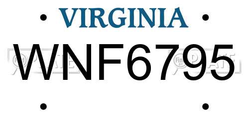 WNF6795 Virginia License Plate