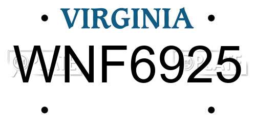 WNF6925 Virginia License Plate