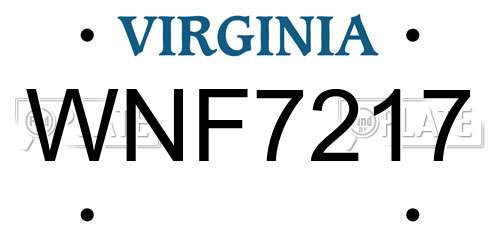 WNF7217 Virginia License Plate
