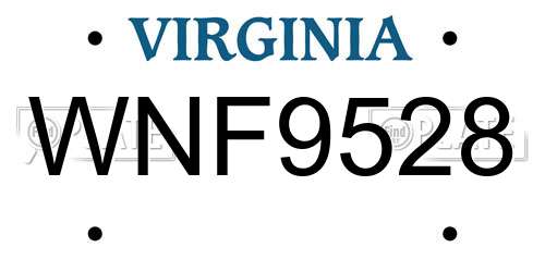 WNF9528 Virginia License Plate