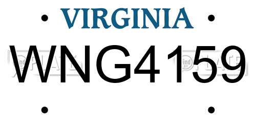 WNG4159 Virginia License Plate