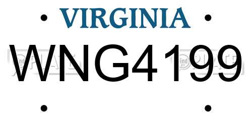 WNG4199 Virginia License Plate