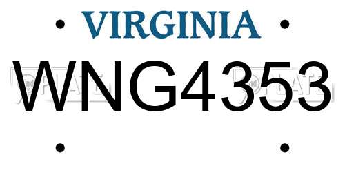 WNG4353 Virginia License Plate