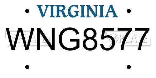 WNG8577 Virginia License Plate