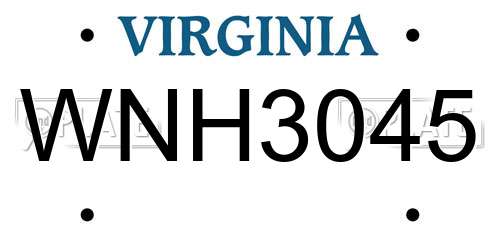 WNH3045 Virginia License Plate