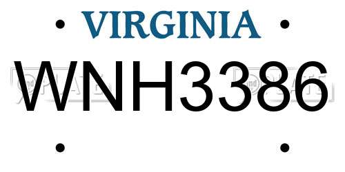 WNH3386 Virginia License Plate