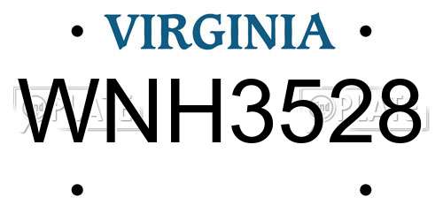 WNH3528 Virginia License Plate