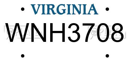 WNH3708 Virginia License Plate
