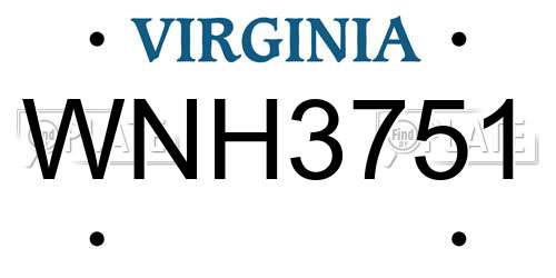 WNH3751 Virginia License Plate