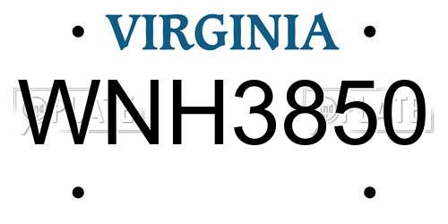 WNH3850 Virginia License Plate
