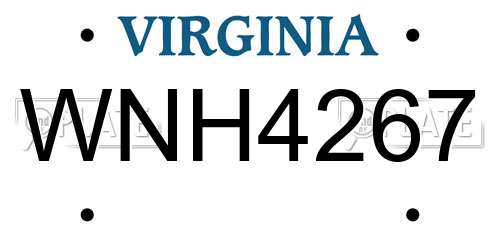 WNH4267 Virginia License Plate