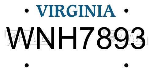 WNH7893 Virginia License Plate
