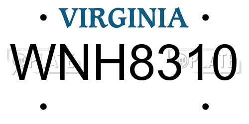 WNH8310 Virginia License Plate