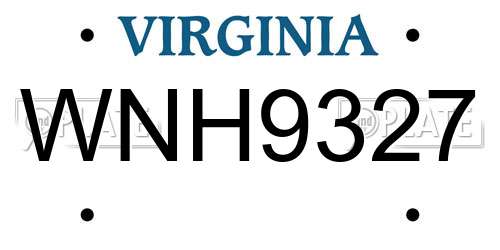 WNH9327 Virginia License Plate