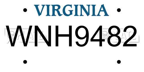 WNH9482 Virginia License Plate