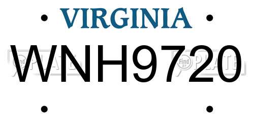 WNH9720 Virginia License Plate