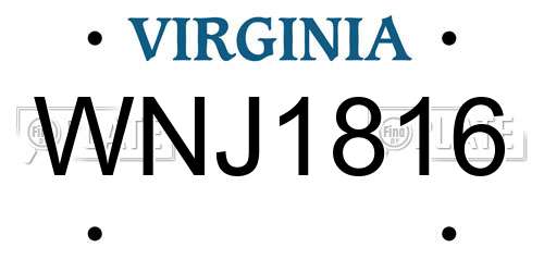 WNJ1816 Virginia License Plate