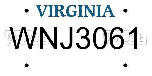 WNJ3061 Virginia License Plate