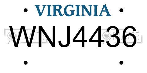 WNJ4436 Virginia License Plate
