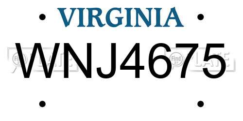 WNJ4675 Virginia License Plate