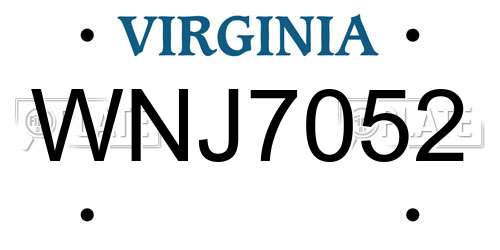 WNJ7052 Virginia License Plate