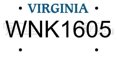 WNK1605 Virginia License Plate
