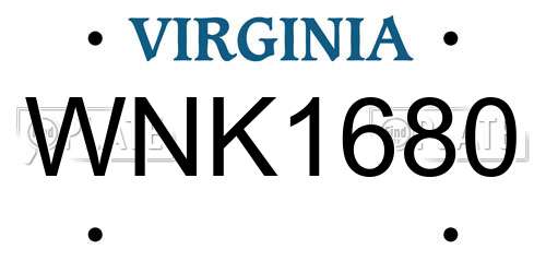 WNK1680 Virginia License Plate
