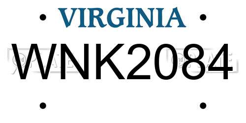 WNK2084 Virginia License Plate