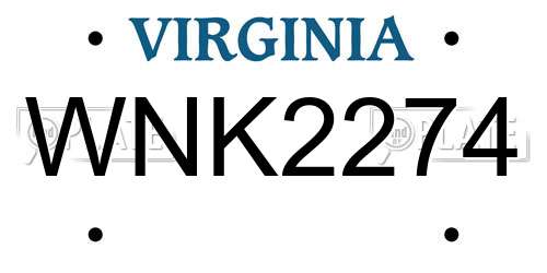 WNK2274 Virginia License Plate