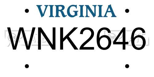 WNK2646 Virginia License Plate