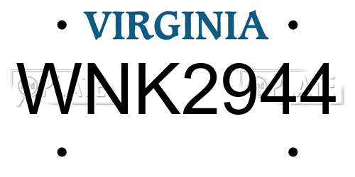 WNK2944 Virginia License Plate