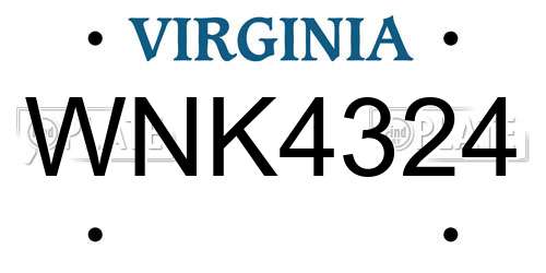 WNK4324 Virginia License Plate
