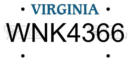 WNK4366 Virginia License Plate