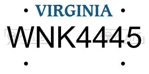 WNK4445 Virginia License Plate