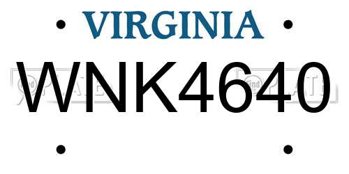 WNK4640 Virginia License Plate