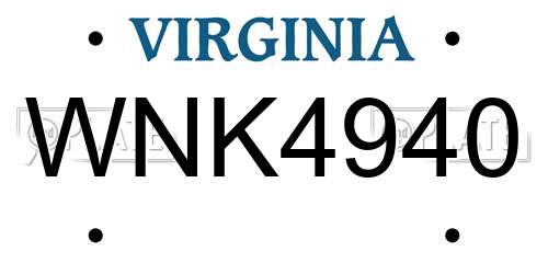 WNK4940 Virginia License Plate