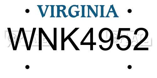 WNK4952 Virginia License Plate