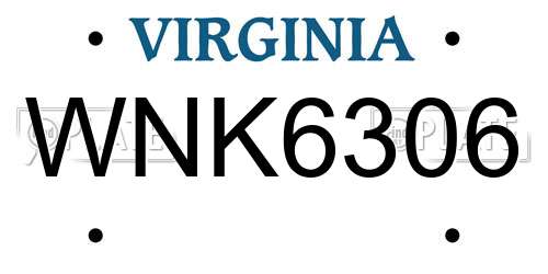 WNK6306 Virginia License Plate